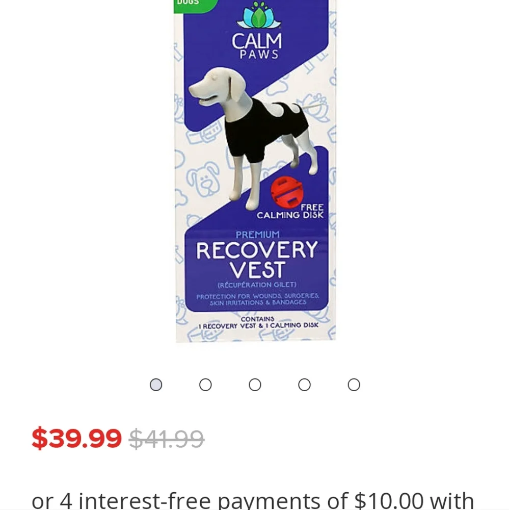 Calm Paws Premium Recovery Vest XS